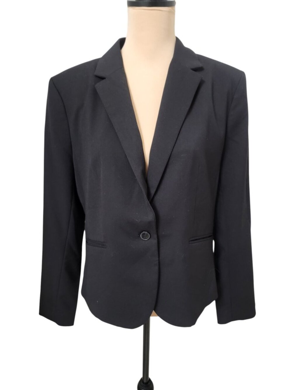 H&M Size 16 Black Single Button Short Blazer / Career Jacket